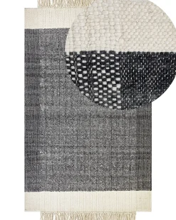 Matot<Beliani Matto Villa Musta/Luonnonvalkoinen 160 X 230 Cm Atlanti