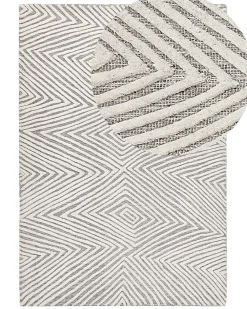 Matot<Beliani Matto Villa Valkoinen/Harmaa 140 X 200 Cm Goksun