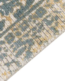 Store Beliani Matto Viskoosi Keltainen/Tummanvihrea 160 X 230 Cm Boyali