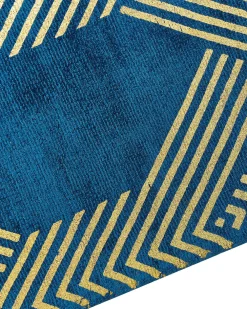 Store Beliani Matto Viskoosi Sininen/Kulta 160 X 230 Cm Vekse