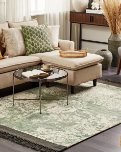 Matot<Beliani Matto Viskoosi Vihrea/Beige 160 X 230 Cm Akarsu