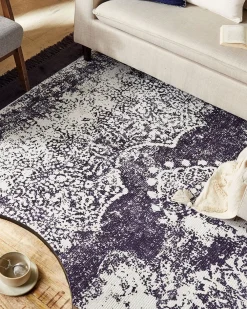 Matot<Beliani Matto Viskoosi Violetti/Valkoinen 160 X 230 Cm Akarsu