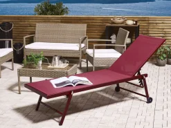 Sale Beliani Metallinen Punainen Aurinkotuoli Portofino