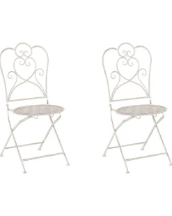 Ulkokalusteet<Beliani Metalliset Terassituolit 2 Kpl Valkoinen/Beige Trieste