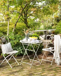 Ulkokalusteet<Beliani Metalliset Terassituolit 2 Kpl Valkoinen/Beige Trieste