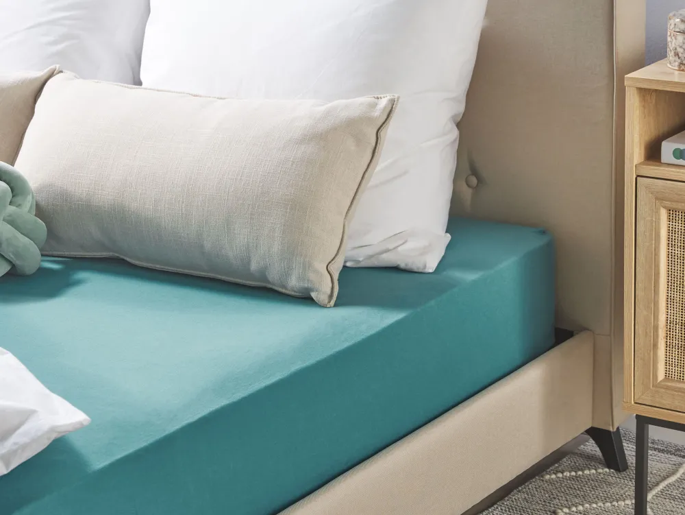 Flash Sale Beliani Muotoonommeltu Puuvillalakana 90 X 200 Cm Turkoosi Hofuf