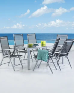 Shop Beliani Musta Alumiininen Puutarhatuolisetti 6 Kpl Catania