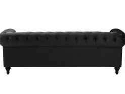 New Beliani Musta 3-Istuttava Samettisohva Chesterfield