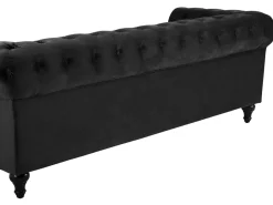 New Beliani Musta 3-Istuttava Samettisohva Chesterfield
