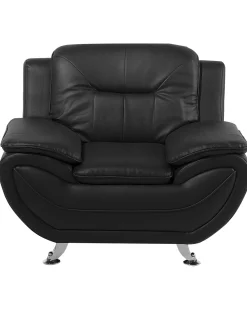 Store Beliani Musta Keinonahkainen Nojatuoli Leira