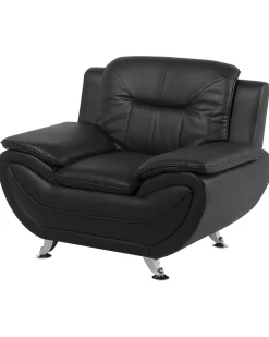 Store Beliani Musta Keinonahkainen Nojatuoli Leira