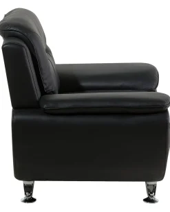 Store Beliani Musta Keinonahkainen Nojatuoli Leira