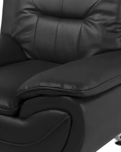 Store Beliani Musta Keinonahkainen Nojatuoli Leira