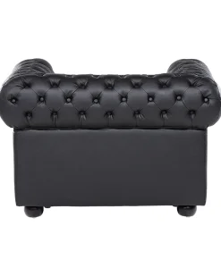 Nojatuolit<Beliani Musta Nahkaverhoiltu Nojatuoli Chesterfield
