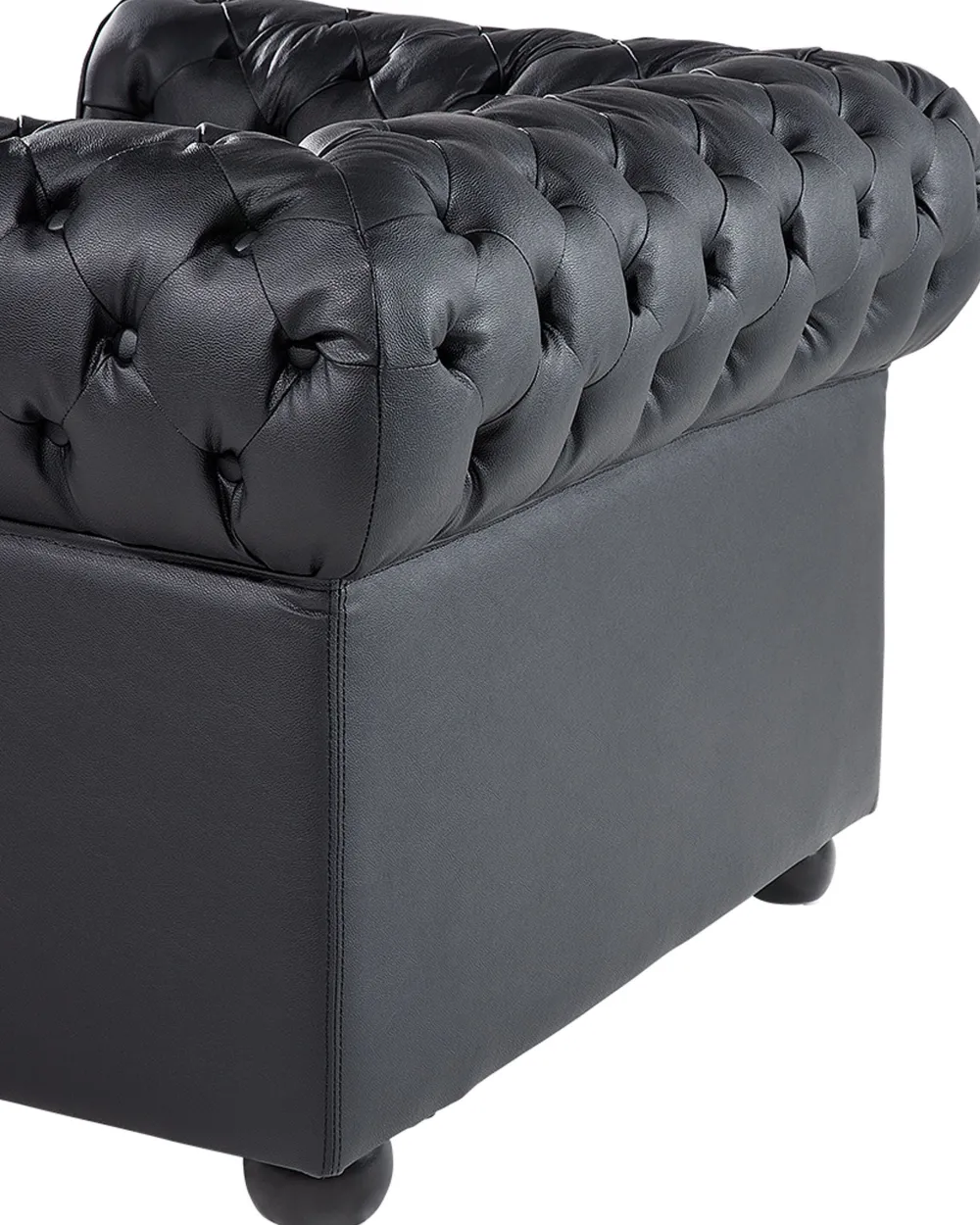 Nojatuolit<Beliani Musta Nahkaverhoiltu Nojatuoli Chesterfield