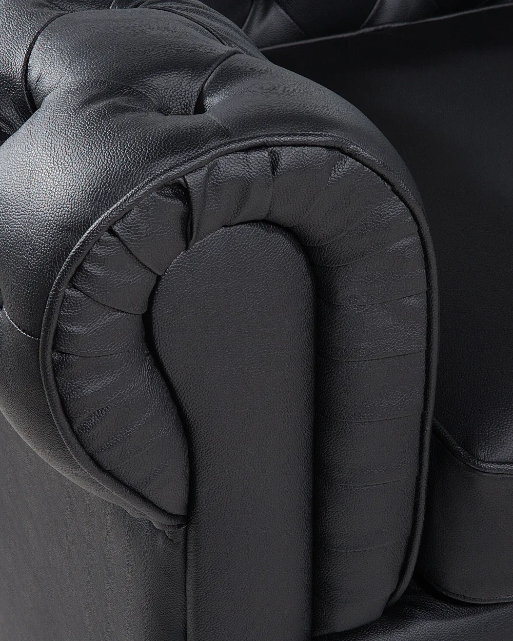 Nojatuolit<Beliani Musta Nahkaverhoiltu Nojatuoli Chesterfield
