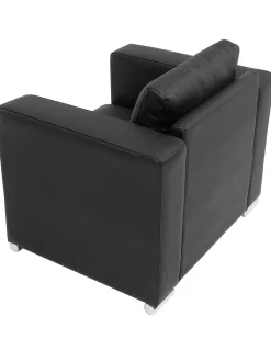 Sale Beliani Musta Nahkaverhoiltu Nojatuoli Helsinki