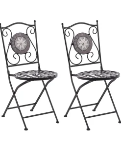 Ulkokalusteet<Beliani Musta Rautainen Puutarhatuoli 2 Kpl Cariati