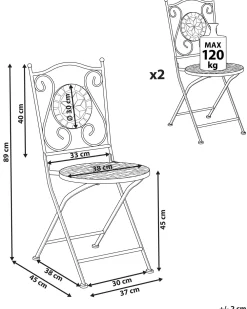 Ulkokalusteet<Beliani Musta Rautainen Puutarhatuoli 2 Kpl Cariati