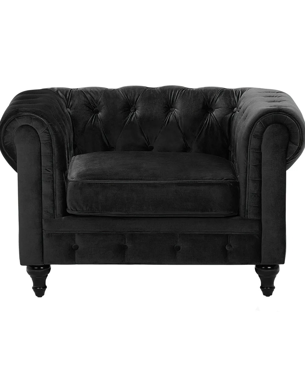 Nojatuolit<Beliani Musta Samettiverhoiltu Nojatuoli Chesterfield