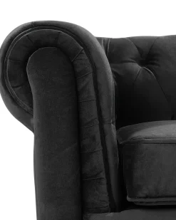 Nojatuolit<Beliani Musta Samettiverhoiltu Nojatuoli Chesterfield