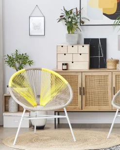 Ulkokalusteet<Beliani Narutuoli Polyrottinki Ruskeanharmaa/Keltainen 2 Kpl Acapulco