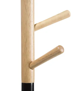 Säilytys<Beliani Naulakko Manty/Teras 6 Koukkua Vaalea Puu/Musta Aubum