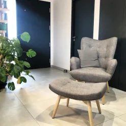 Nojatuolit<Beliani Nojatuoli Ja Rahi Harmaanruskea Vejle