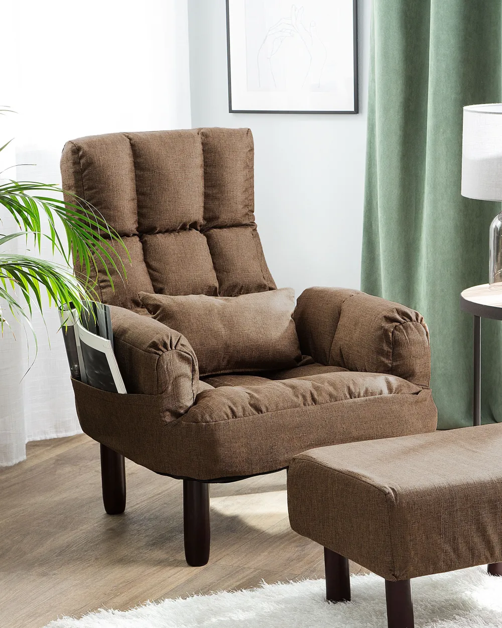 Nojatuolit<Beliani Nojatuoli Ja Rahi Ruskea Oland