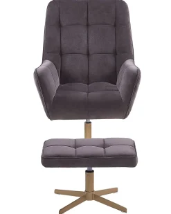 Nojatuolit<Beliani Nojatuoli Ja Rahi Samettinen Harmaa Molle