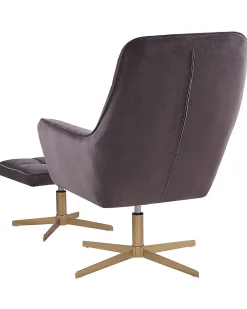 Nojatuolit<Beliani Nojatuoli Ja Rahi Samettinen Harmaa Molle