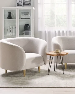 Nojatuolit<Beliani Nojatuoli Kangas Beige/Kulta Loen