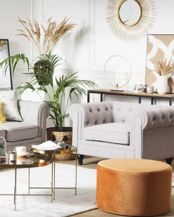 Best Beliani Nojatuoli Kangas Vaaleanharmaa Chesterfield