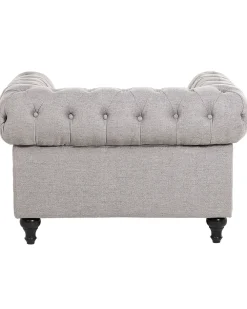 Best Beliani Nojatuoli Kangas Vaaleanharmaa Chesterfield