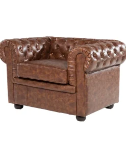 Outlet Beliani Nojatuoli Keinonahka Kullanruskea Chesterfield