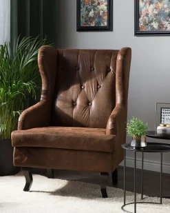 Cheap Beliani Nojatuoli Keinonahka Ruskea Alta