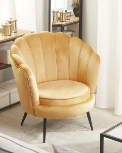 Nojatuolit<Beliani Nojatuoli Keltainen Sametti Lovikka