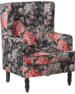 Nojatuolit<Beliani Nojatuoli Rahilla Kukkakuviollinen Musta Sandset