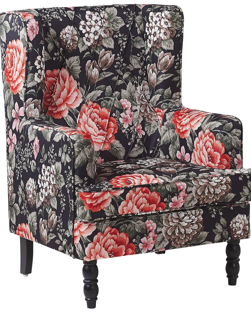 Nojatuolit<Beliani Nojatuoli Rahilla Kukkakuviollinen Musta Sandset