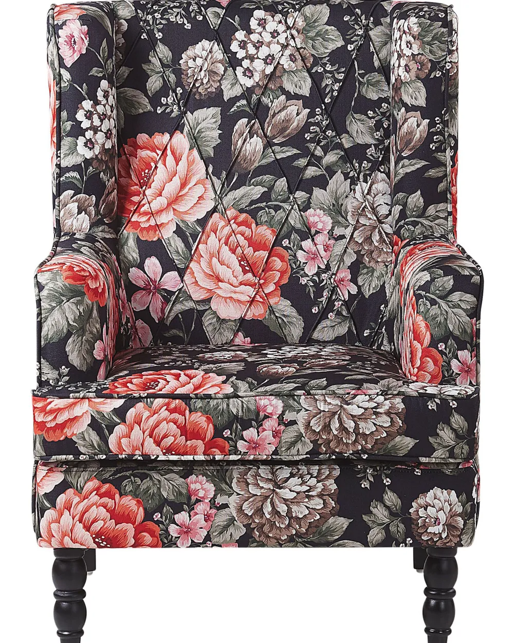 Nojatuolit<Beliani Nojatuoli Rahilla Kukkakuviollinen Musta Sandset