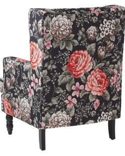 Nojatuolit<Beliani Nojatuoli Rahilla Kukkakuviollinen Musta Sandset