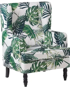 Shop Beliani Nojatuoli Rahilla Lehtikuviollinen Vihrea Sandset