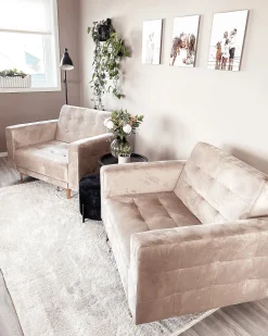 Nojatuolit<Beliani Nojatuoli Sametti Hiekanruskea Aberdeen