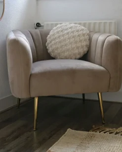 Nojatuolit<Beliani Nojatuoli Sametti Ruskeanharmaa Laconia