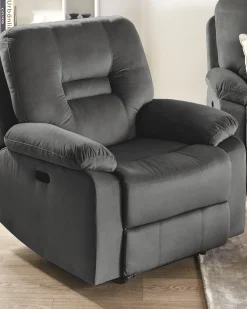 Online Beliani Nojatuoli Sametti Sahkosaadettava Tummanharmaa Bergen