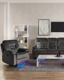 Online Beliani Nojatuoli Sametti Sahkosaadettava Tummanharmaa Bergen