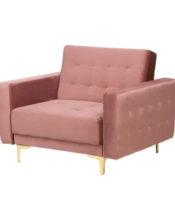 Store Beliani Nojatuoli Sametti Vaaleanpunainen Aberdeen