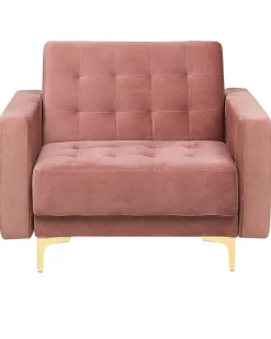 Store Beliani Nojatuoli Sametti Vaaleanpunainen Aberdeen