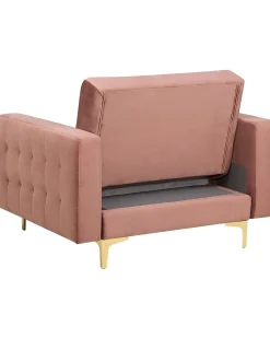 Store Beliani Nojatuoli Sametti Vaaleanpunainen Aberdeen