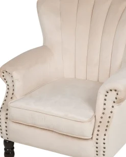 Nojatuolit<Beliani Nojatuoli Samettinen Beige Svedala